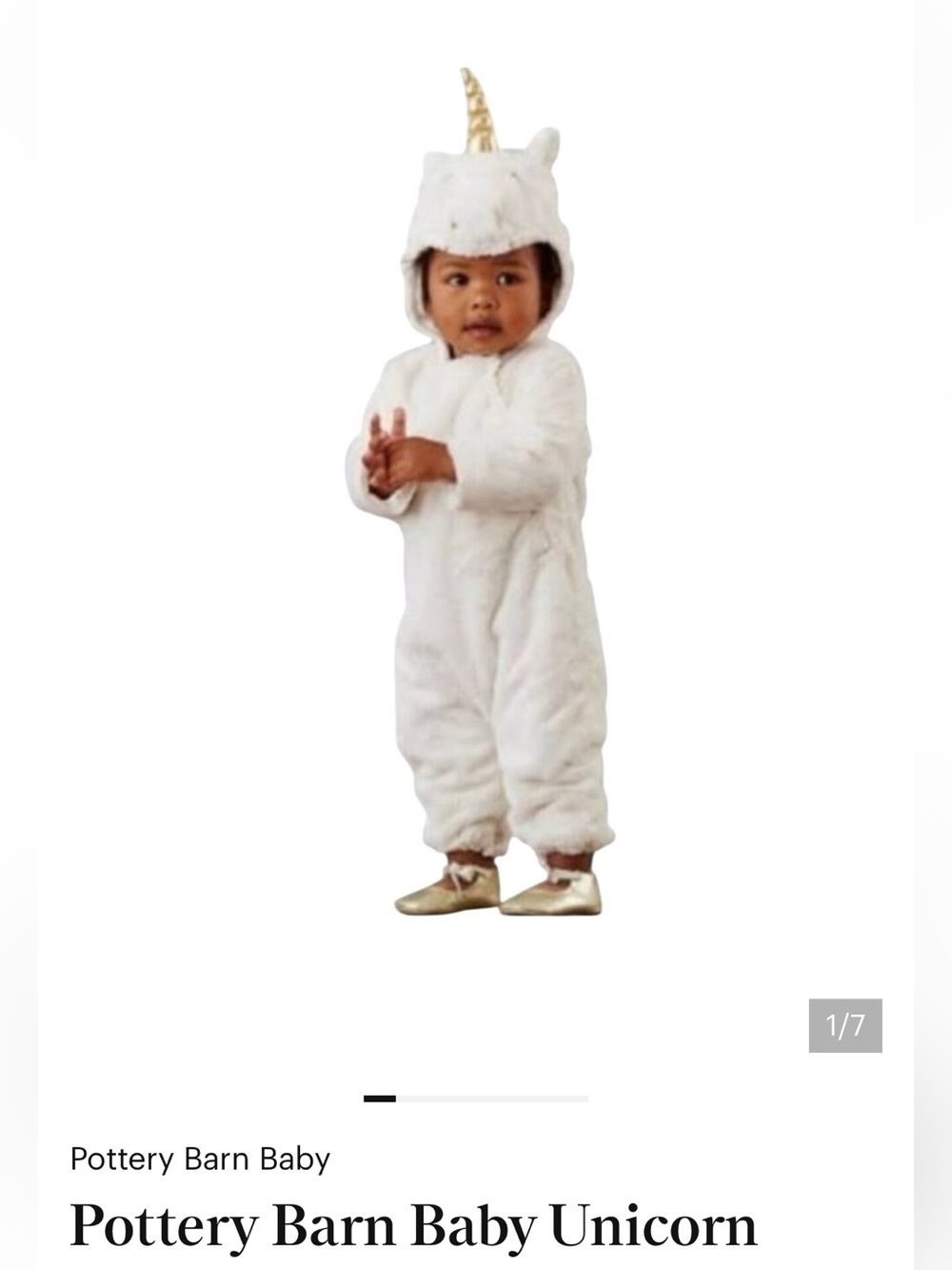 Pottery Barn Baby Unicorn Costume
 size 0-6 months